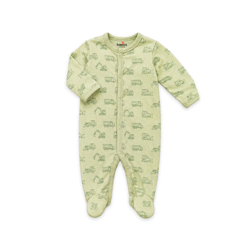 Basics Pack of 5 Baby Starter Gift Set Green Beige Excavator Design