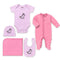 Basics Pack of 5 Baby Starter Gift Set Pink Unicorn Design