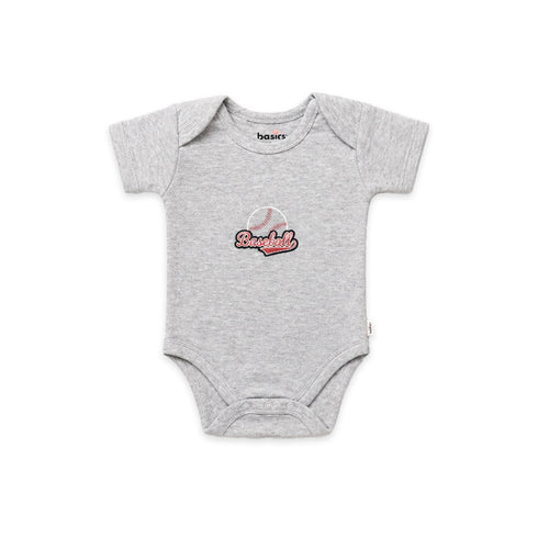 Basics Pack of 5 Baby Starter Gift Set White Grey Baseball Design