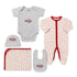 Basics Pack of 5 Baby Starter Gift Set White Grey Baseball Design