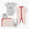 Basics Pack of 5 Baby Starter Gift Set White Grey Baseball Design