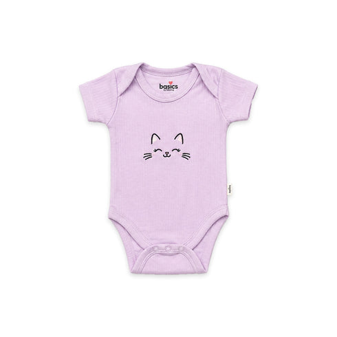 Basics Pack of 5 Baby Starter Gift Set White Purple Kitty Design