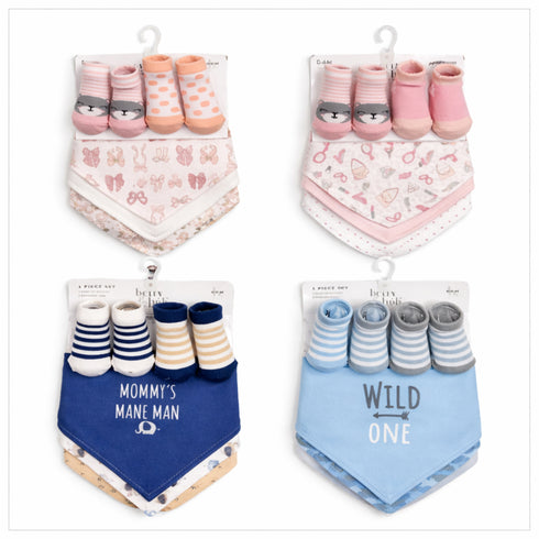 Bibs and Booties Set 3 Bibs 2 Pairs Socks Baby Boys & Girls
