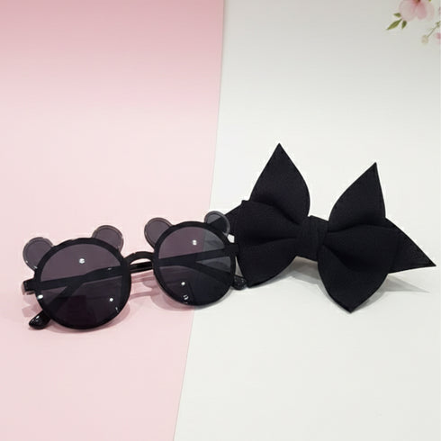 Black Bowknot Headband & Sunglasses Set for Babies