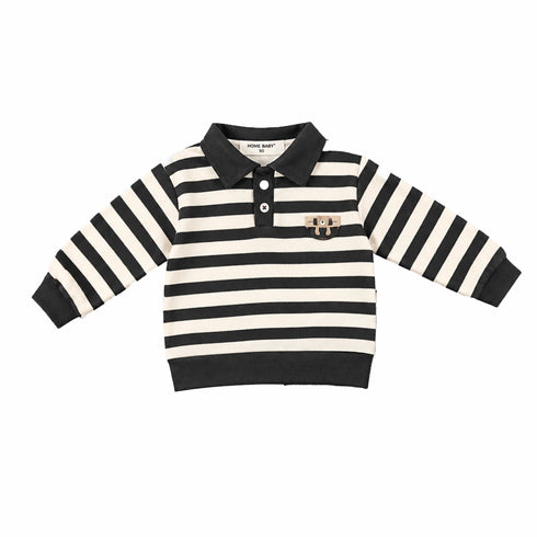 Black Striped Bear Polo Toddler Boy Suits Sweatshirt Pants