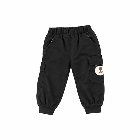 Black Striped Bear Polo Toddler Boy Suits Sweatshirt Pants