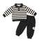 Black Striped Bear Polo Toddler Boy Suits Sweatshirt Pants
