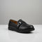 Black Textured Buckle Loafers Boys Shoes
