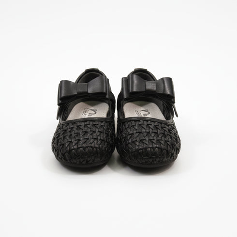Black Woven Bow Mary Jane Pump Shoes