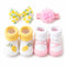 Booties Socks and Headbands Set Pink Yellow Floral