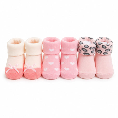 Booties Socks Set Pink Hearts