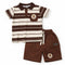 Boys 2Pc Polo Shirt & Shorts Set Brown Beige Baby Bear