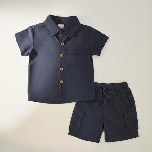 Boys 2Pc Shirt & Shorts Set Blue