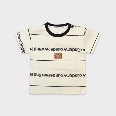 Boys Alphabet Print Graphic T-Shirt Black Offwhite