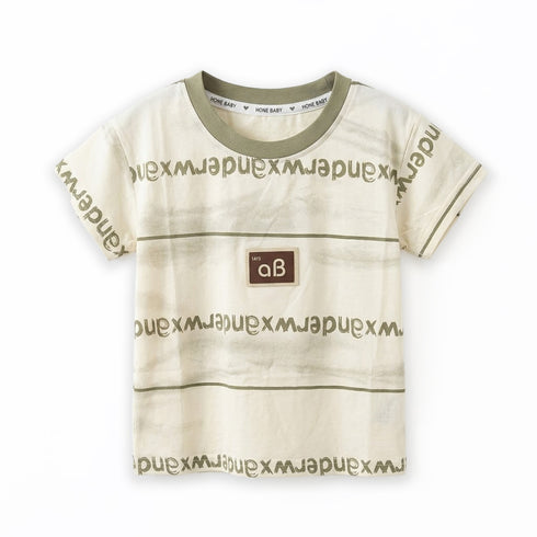 Boys Alphabet Print Graphic T-Shirt Cream