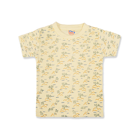 Boys Beige Beach & Tree Print T-Shirt