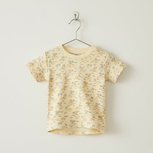 Boys Beige Beach & Tree Print T-Shirt