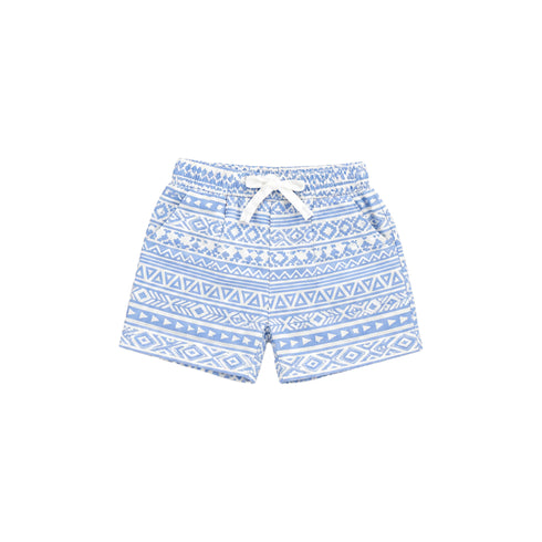 Boys Outfit Aztec Cuban Collar Shirt T Shirt & Shorts