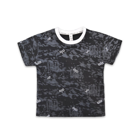 Boys Camo All-Over Print Crewneck Graphic T-Shirt Black