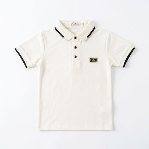 Boys Chevron Texture Polo Shirt Pure White