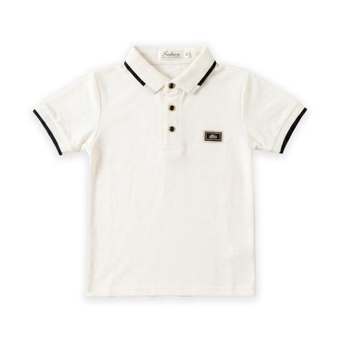 Boys Chevron Texture Polo Shirt Pure White