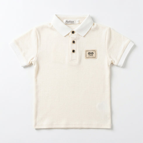 Boys Colorblock Chevron Polo Shirt White