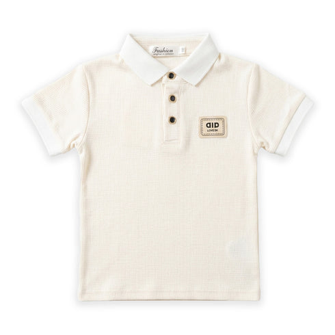 Boys Colorblock Chevron Polo Shirt White