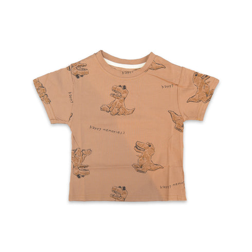 Boys Dino Graphic T-Shirt Brown