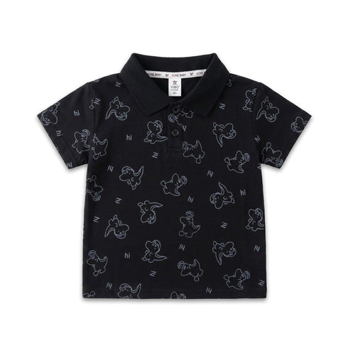 Boys Dino Polo Shirt Black