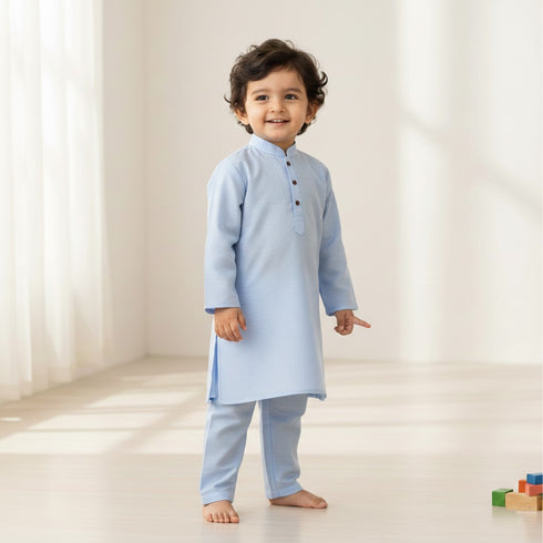 Boys Eastern Wear Shalwar Kameez Suit Sherwani Collar Light Blue