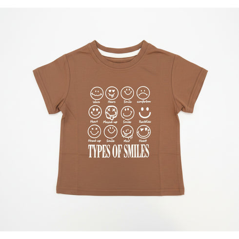 Boys Emoji Grid Graphic T-Shirt Brown
