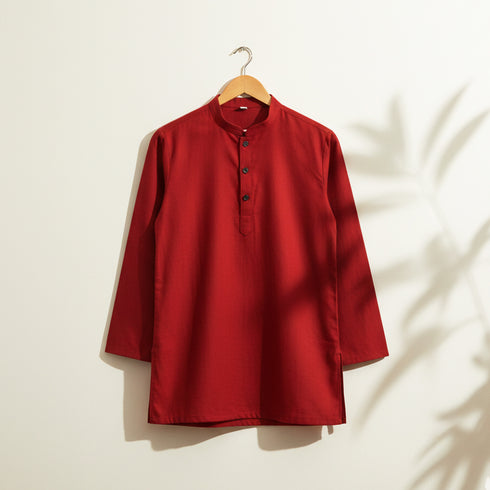 Boys Festive Eastern Wear Shalwar Kameez Suit Sherwani Collar Deep Red