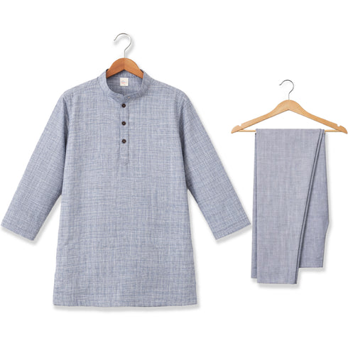 Boys Festive Eastern Wear Shalwar Kameez Suit Sherwani Collar Grey