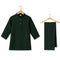 Boys Festive Eastern Wear Sherwani Collar Kurta with Shalwar Dark Green