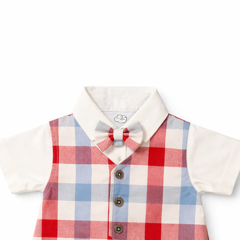 Boys Eid Wear Formal Romper White Blue