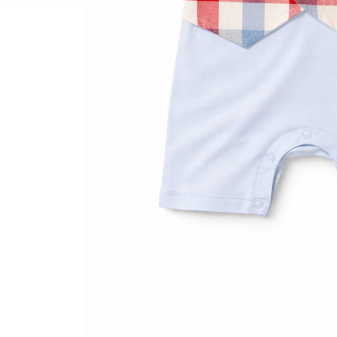 Boys Eid Wear Formal Romper White Blue