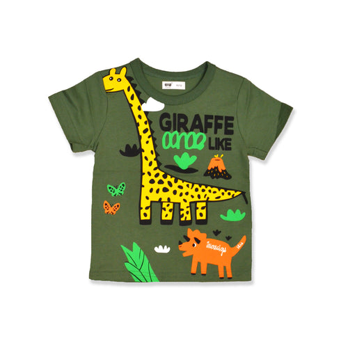Boys Giraffe Jungle T-Shirt Green