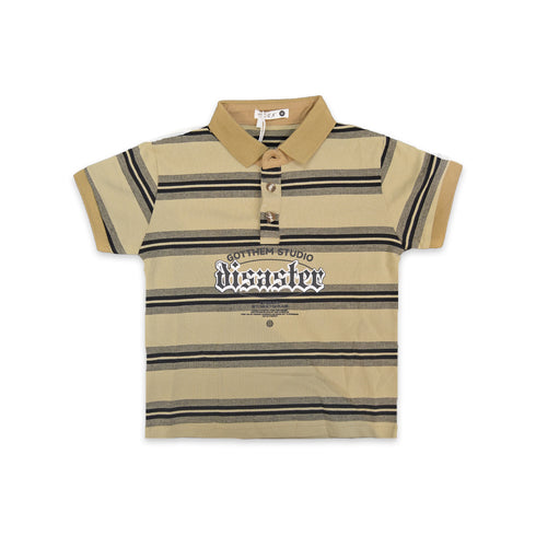 Boys Gothic Print Polo Shirt Brown Black