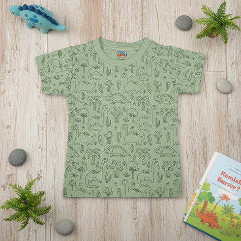 Boys Green Jungle Print T-Shirt