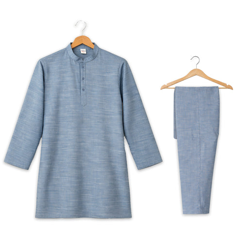 Boys Festive Kurta with Shalwar Dusty Blue