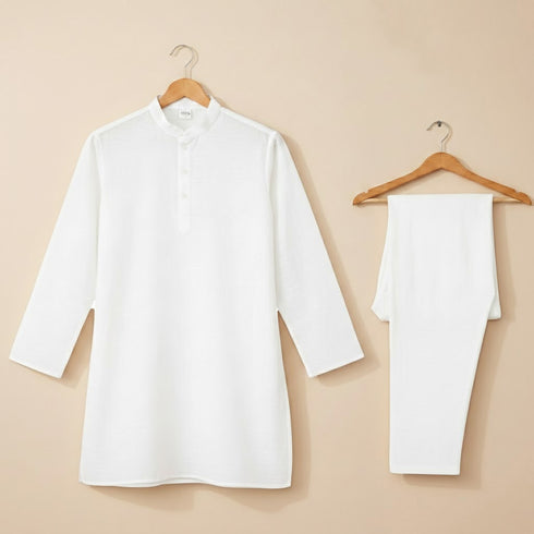 Boys Festive Eastern Wear Kurta with Shalwar White
