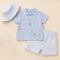Boys Outfit Light Blue Striped Polo Shirt Hat & Shorts
