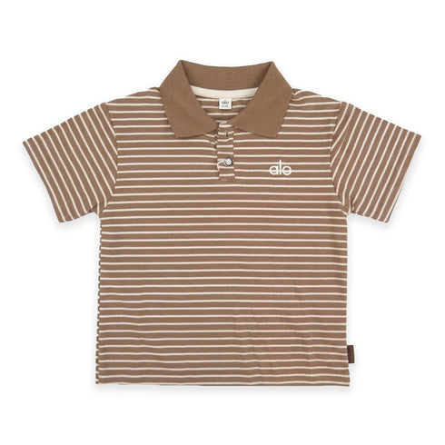Boys Micro Stripe Polo Shirt Cocoa Brown