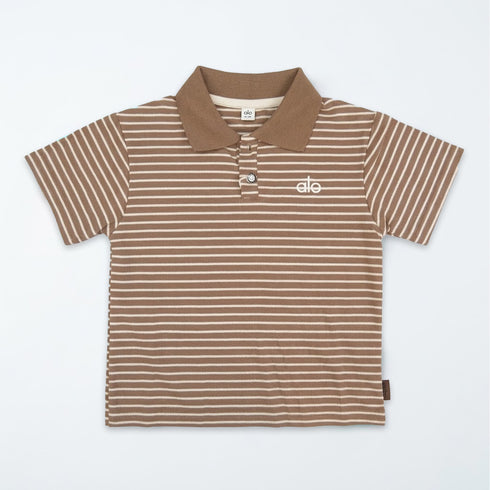Boys Micro Stripe Polo Shirt Cocoa Brown