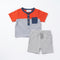 Boys Outfit Red Grey Striped T-Shirt & Shorts