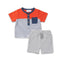 Boys Outfit Red Grey Striped T-Shirt & Shorts