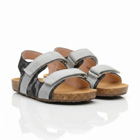 Boys Sandal Grey Camouflage Double-Strap Cork Footbed