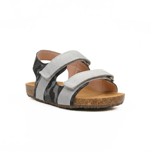 Boys Sandal Grey Camouflage Double-Strap Cork Footbed