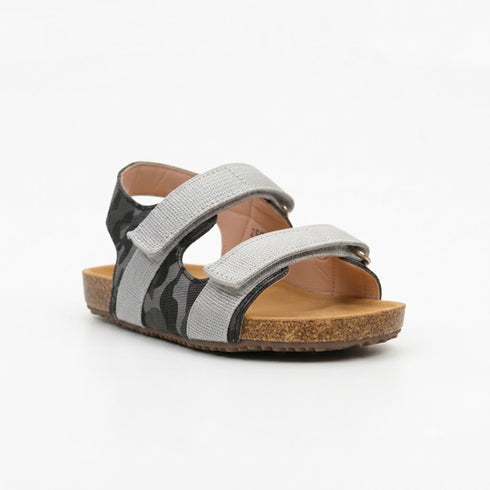 Boys Sandal Grey Camouflage Double-Strap Cork Footbed