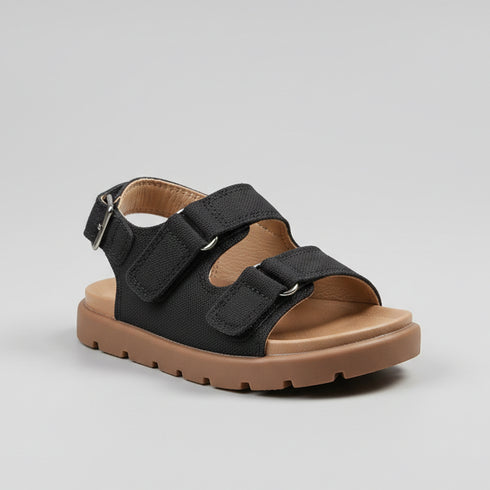 Boys Sandals Black Triple-Strap